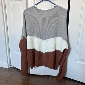 Wishlist Women's Sweater - Gray, White, and Brown